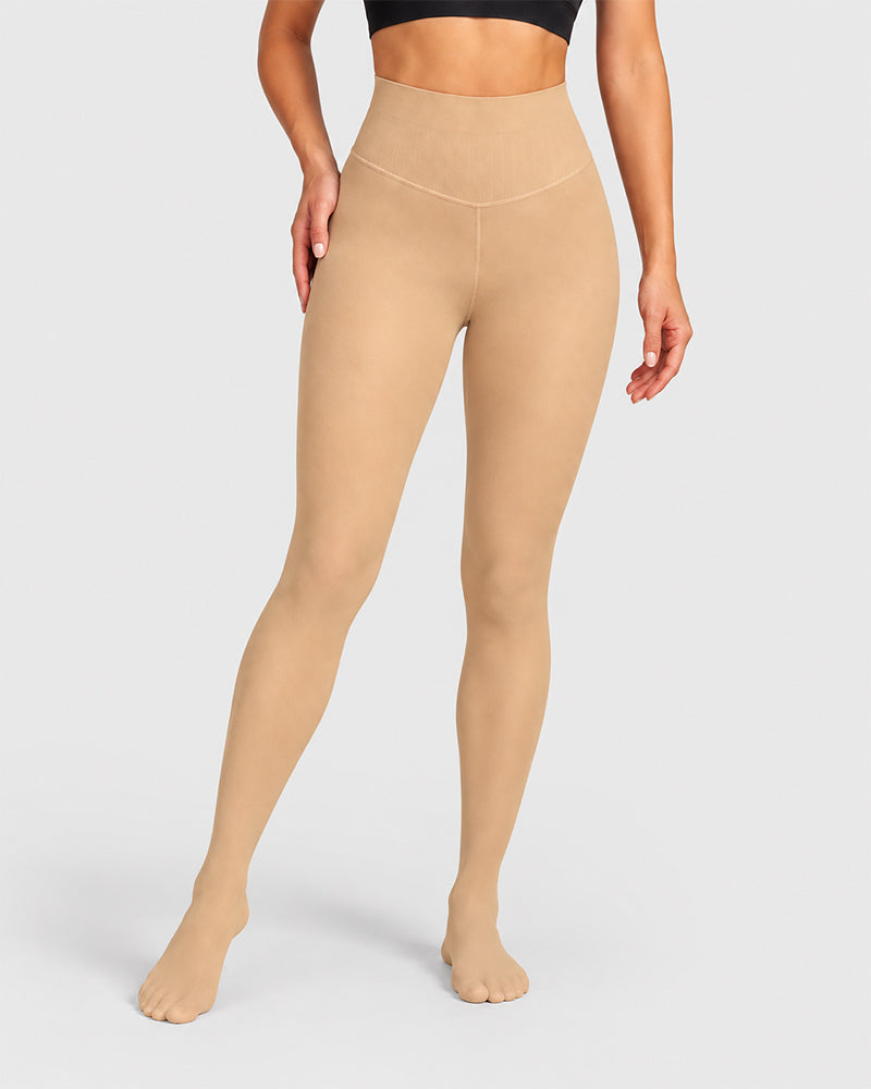 Try-sweet Bare-Look Nude Fleece-Lined Tights