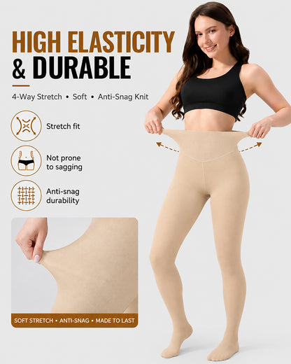 Try-sweet Bare-Look Nude Fleece-Lined Tights