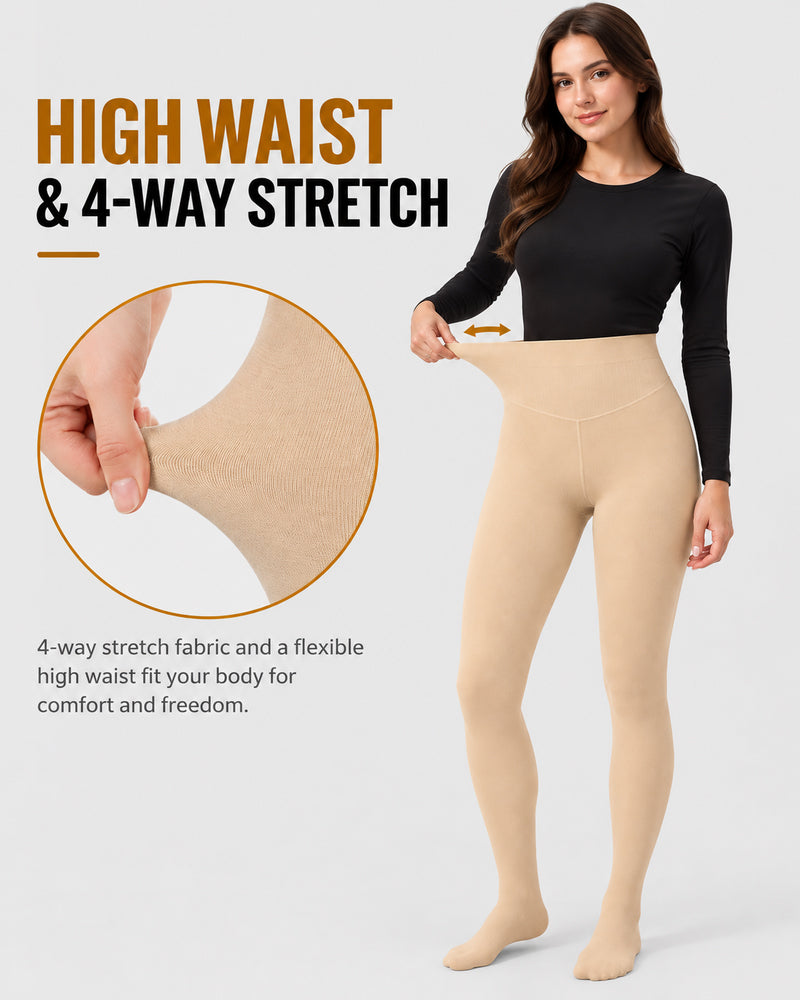 Try-sweet Bare-Look Nude Fleece-Lined Tights