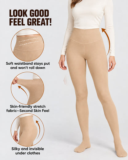 Try-sweet Bare-Look Nude Fleece-Lined Tights