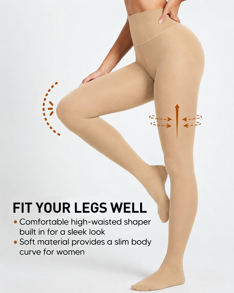 Try-sweet Bare-Look Nude Fleece-Lined Tights
