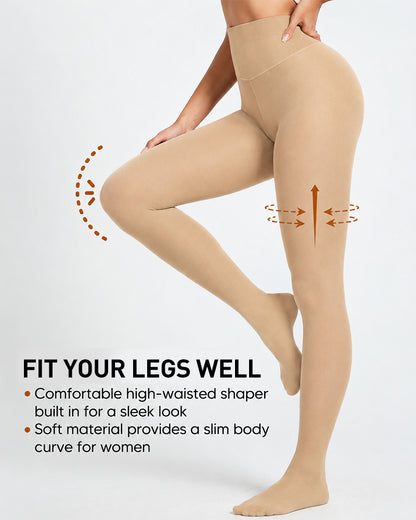 Try-sweet Bare-Look Nude Fleece-Lined Tights