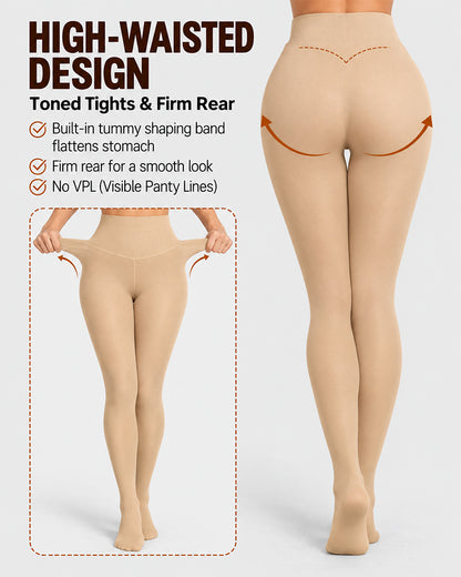 Try-sweet Bare-Look Nude Fleece-Lined Tights