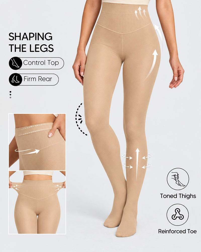 Try-sweet Bare-Look Nude Fleece-Lined Tights