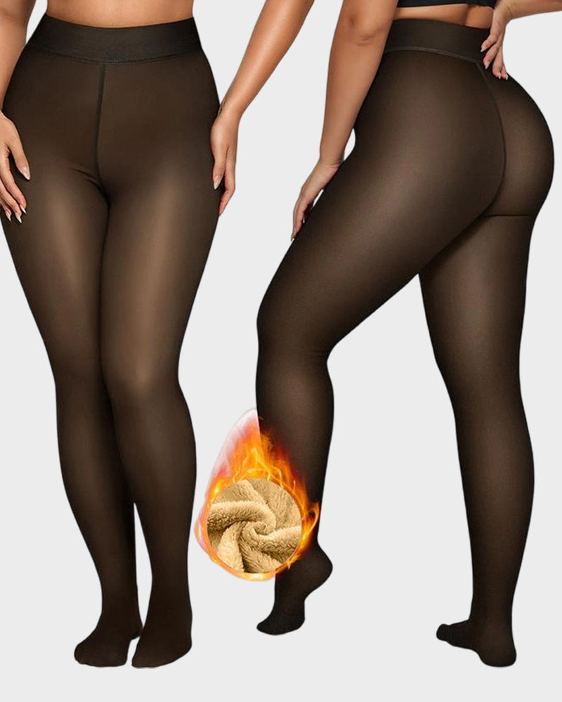 Semi-Transparent Single Seam Fleece Lined Tights