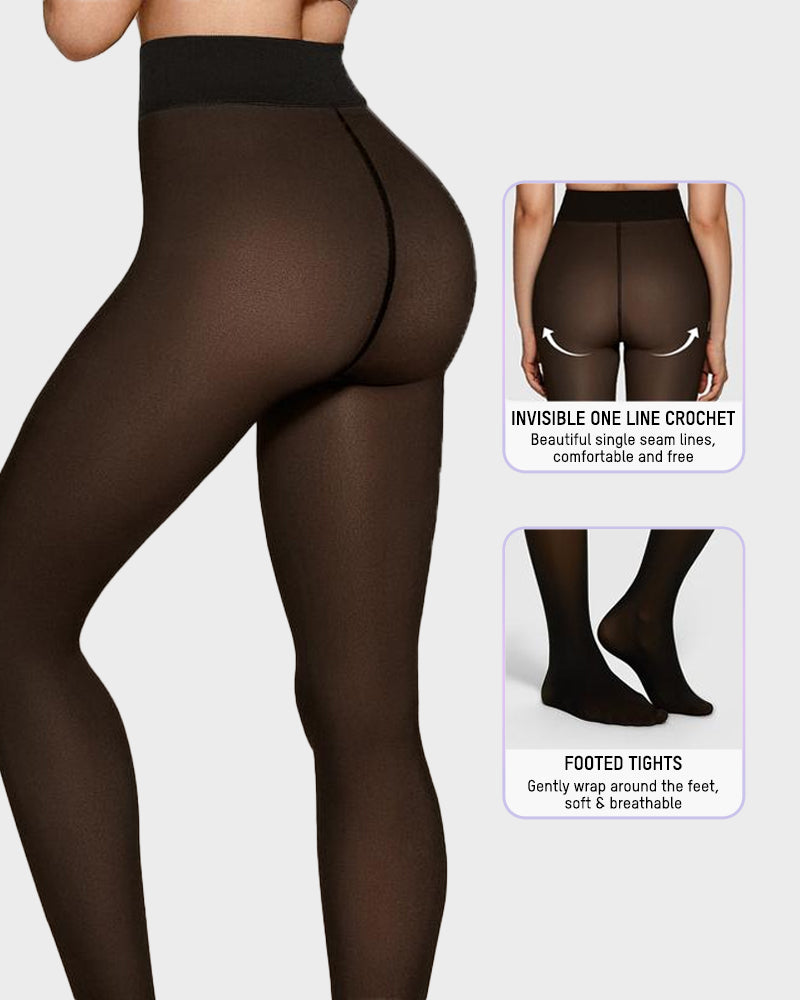 Semi-Transparent Single Seam Fleece Lined Tights