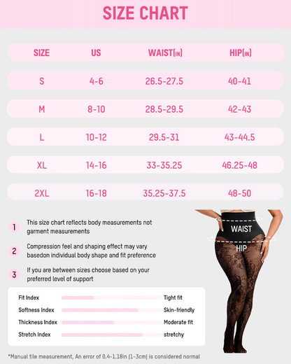 High-Waisted Floral Lace Shaping Tights